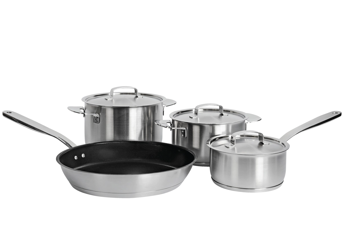 Комплект посуды All Steel с логотипом Miele 4 предмета KMTS 5704-2 Miele купить в Краснодаре | Всегда в наличии! | Артикул 11945190 | Официальный сайт